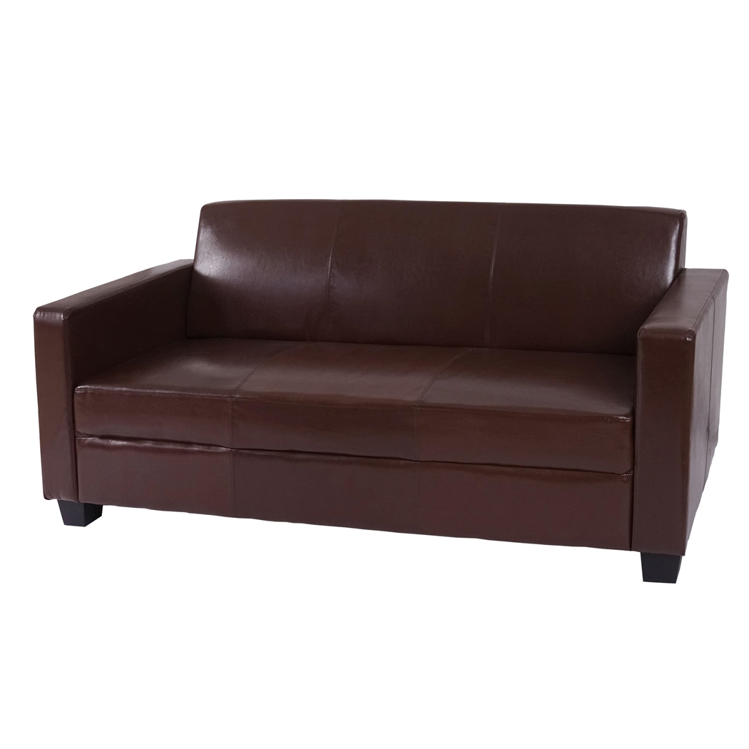 Sofá de 3 plazas COUCH, Elegante Diseño y Gran Confort, Tapizado en Piel Real Marrón
