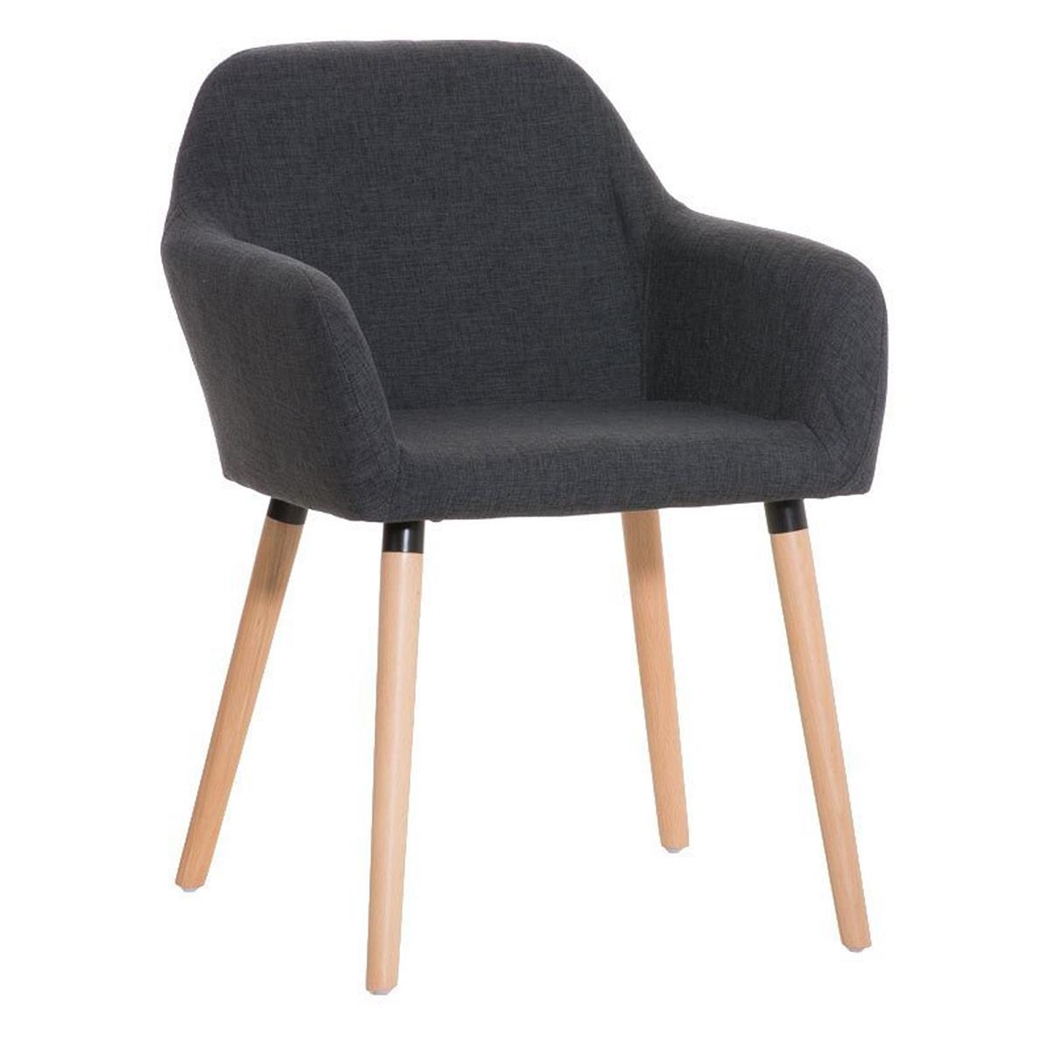 Silla de Confidente NIEBLA, Gran Acolchado, Estructura y Patas de Madera en Tela color Gris Oscuro