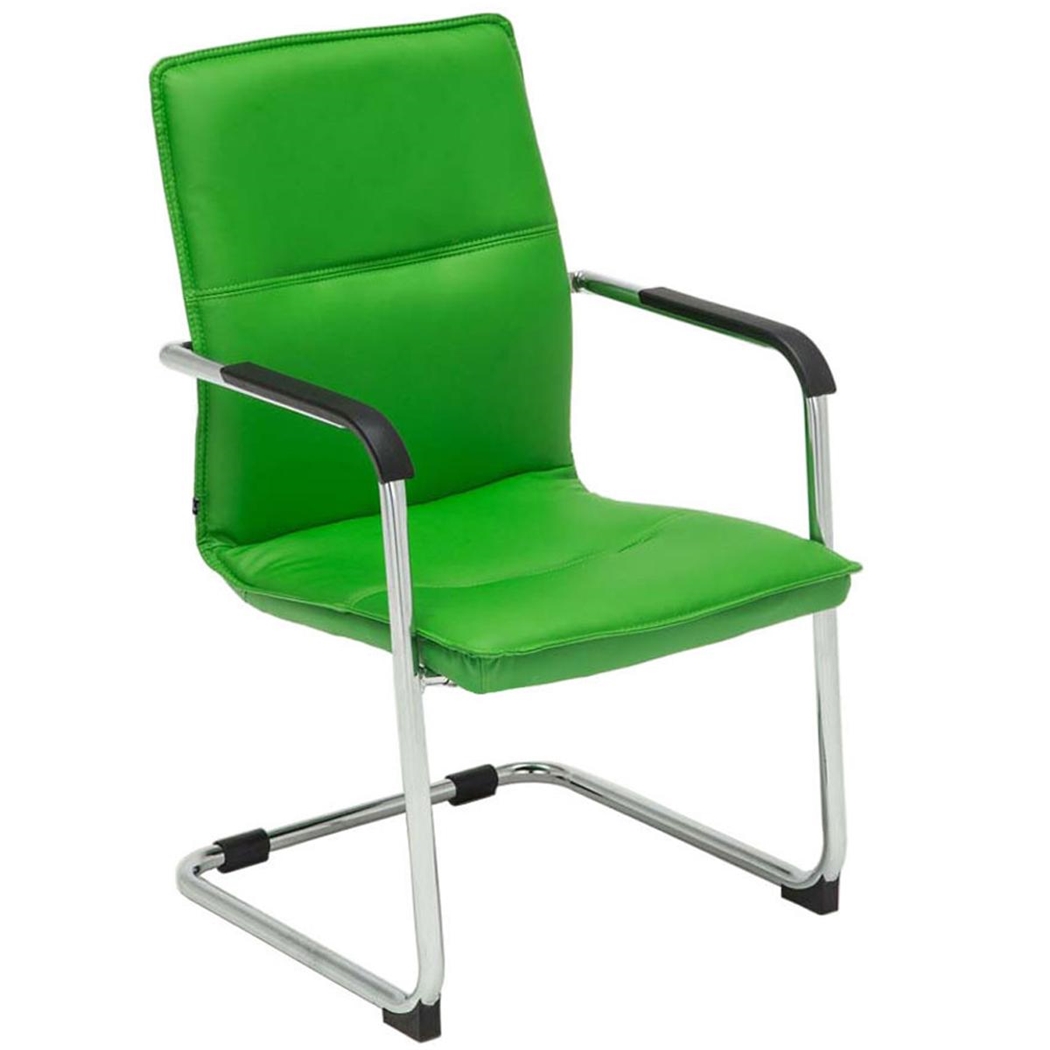 Silla de Confidente GOLIAT, Estructura Metálica, Gran Acolchado y Elegante Diseño en Piel color Verde