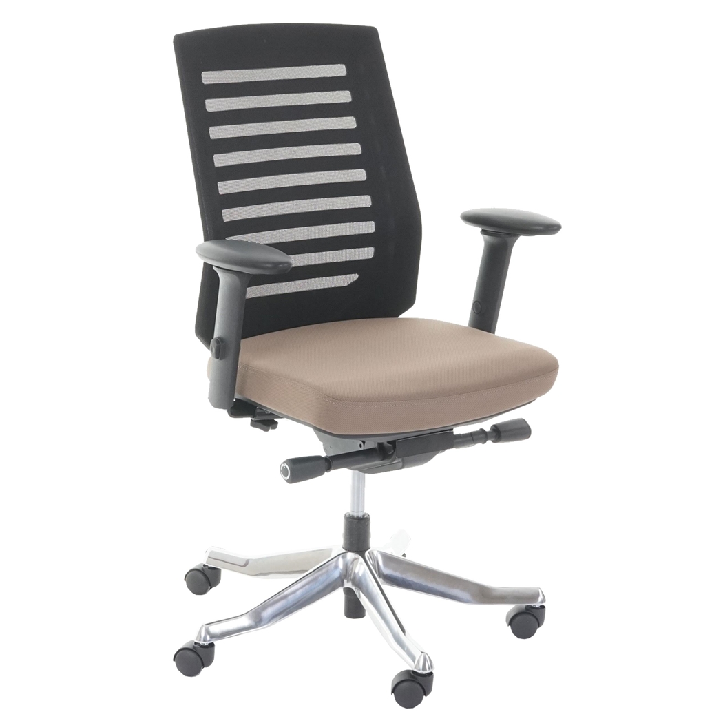 Silla de Oficina LIENA, Respaldo Ergonómico, Base Aluminio, En Tela y Malla Marrón