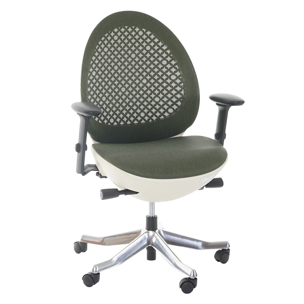 Silla de Diseño OBI, Muy Exclusiva con Excelente Acabado, Ajustable, en Crema/ Verde