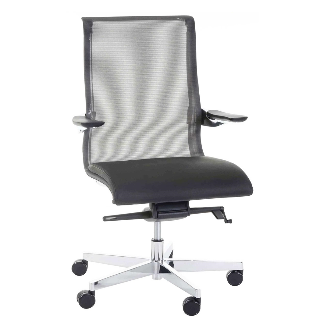 Silla de Oficina YANG 10, Elegante Diseño y Excelente Calidad, En Malla y Piel Real, Negro