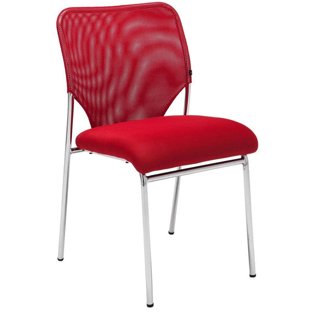 Silla de Confidente JAMAICA Sin Reposabrazos, Robusta y muy Cómoda, en Malla Transpirable color Rojo