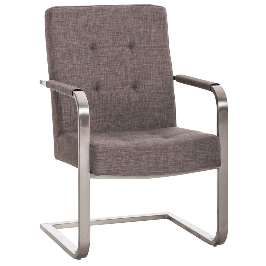 Silla de Confidente MORGAN TELA, Estructura de Acero Inoxidable y Gran Acolchado color Gris claro