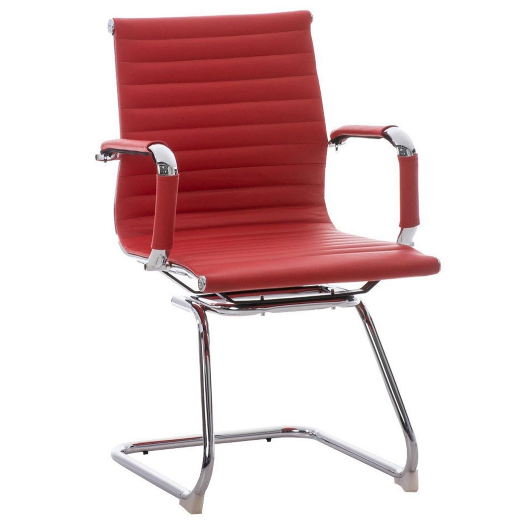 Silla de Confidente CAMERON, Ergonómica, Gran Diseño, en Piel Genuina color Rojo