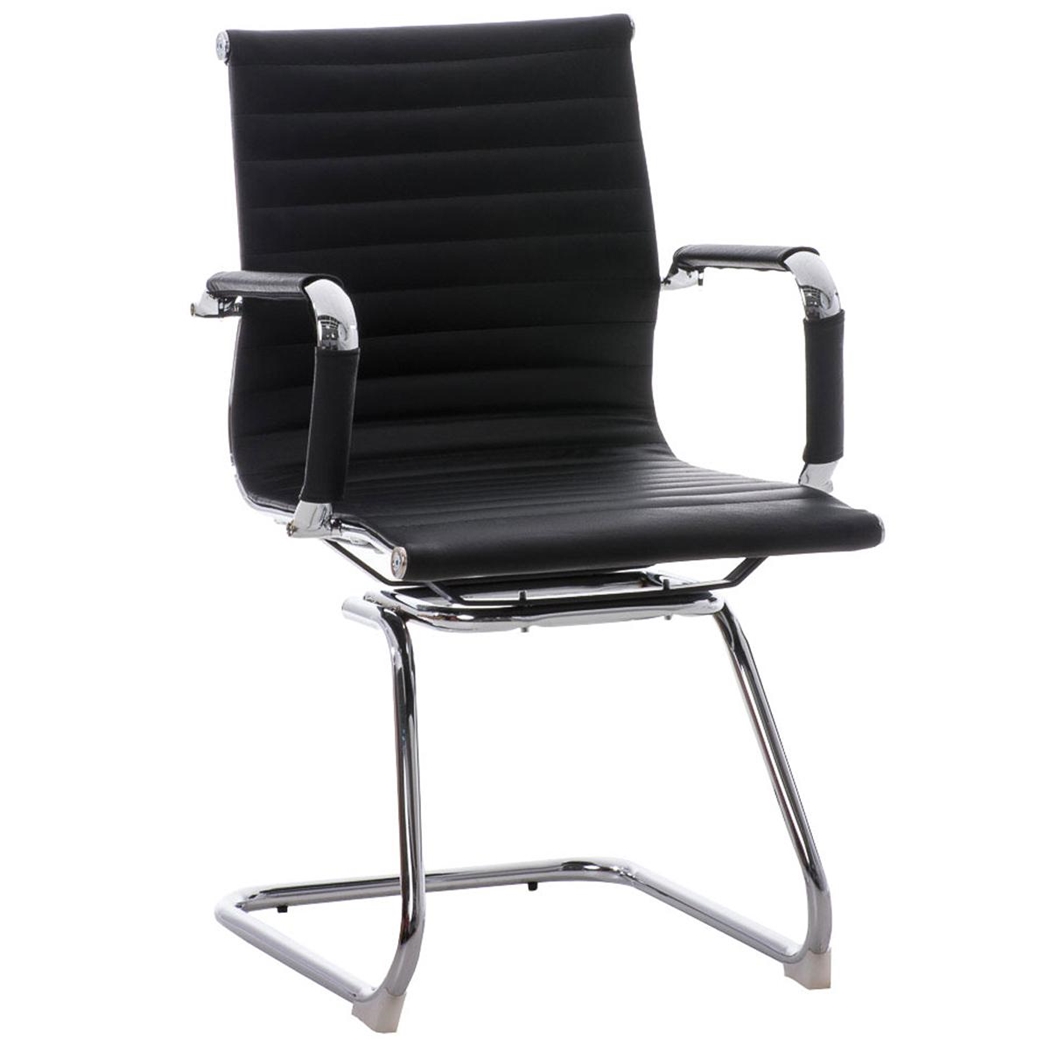 Silla de Confidente CAMERON, Ergonómica, Gran Diseño, en Piel Genuina color Negro