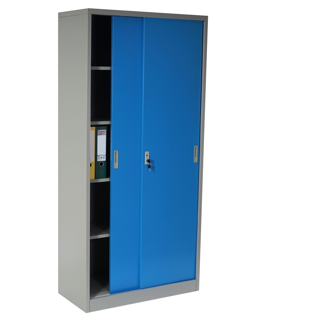 Archivador Metálico EDIT, 2 puertas correderas, 180x85x40 cm, en Acero, Color Azul