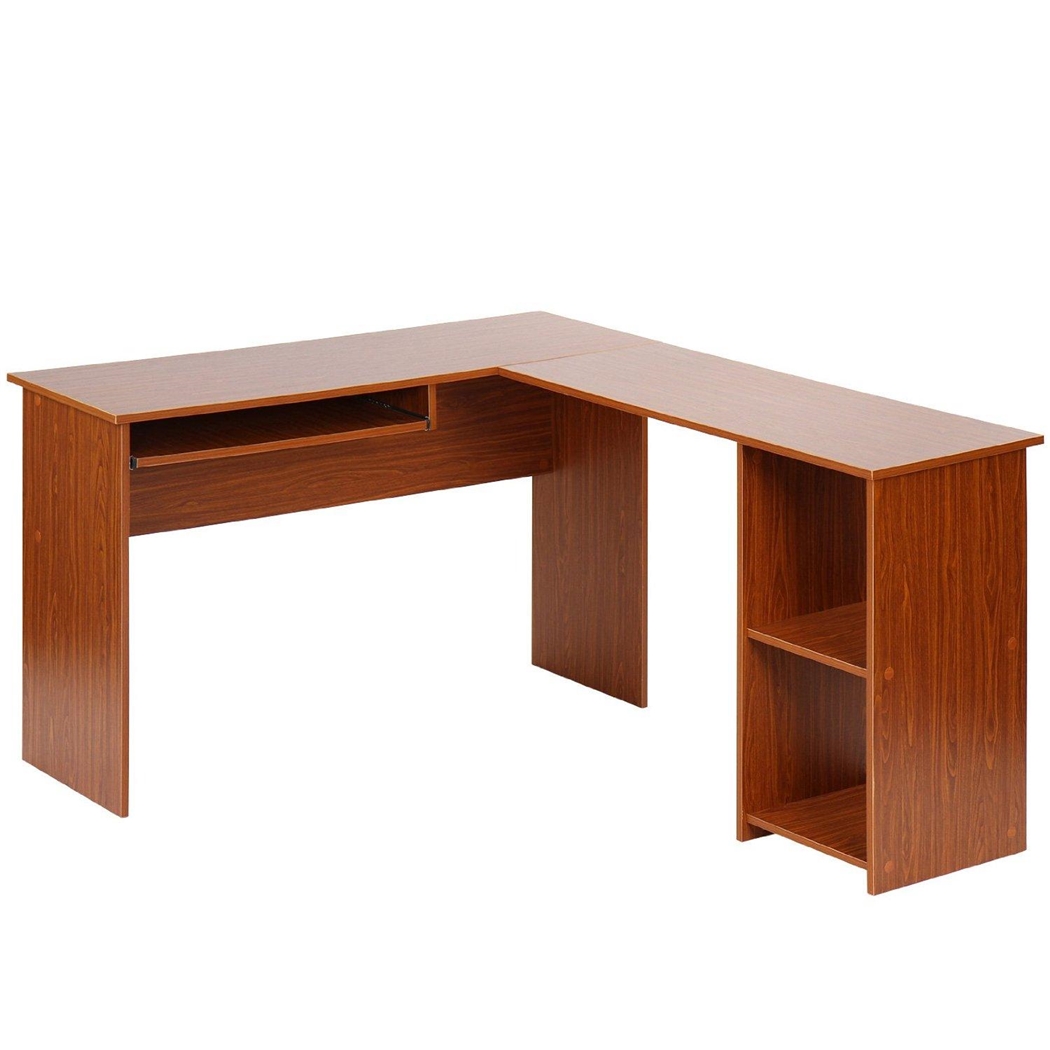 Mesa de Ordenador OLIMPIA, Amplia Superficie en Madera color Nogal