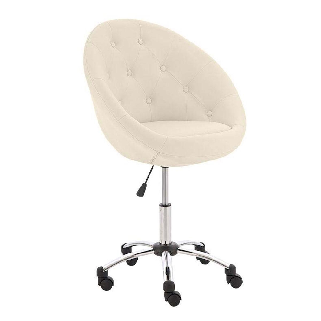 Silla de Diseño VIENA, Gran acolchado, estructura metálica, en piel color crema