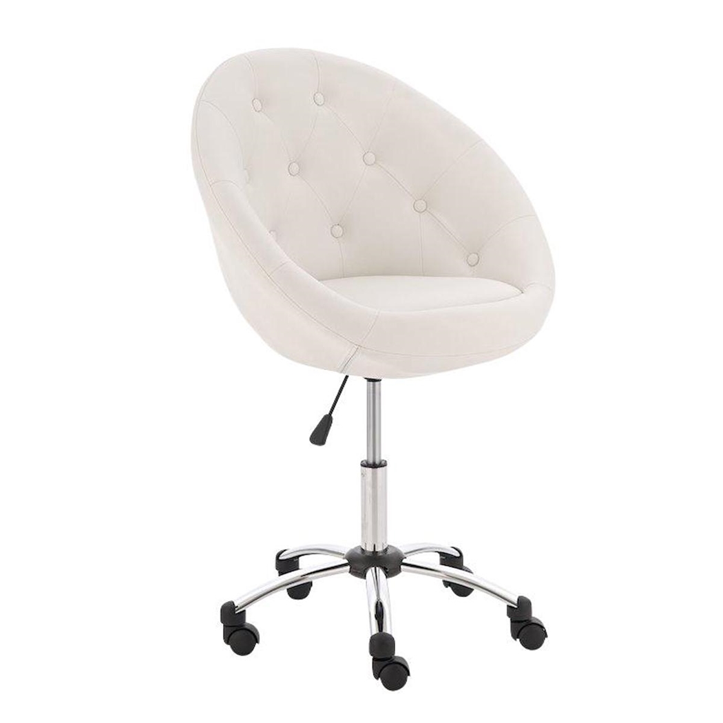 Silla de Diseño VIENA, Gran acolchado, estructura metálica, en piel color blanco