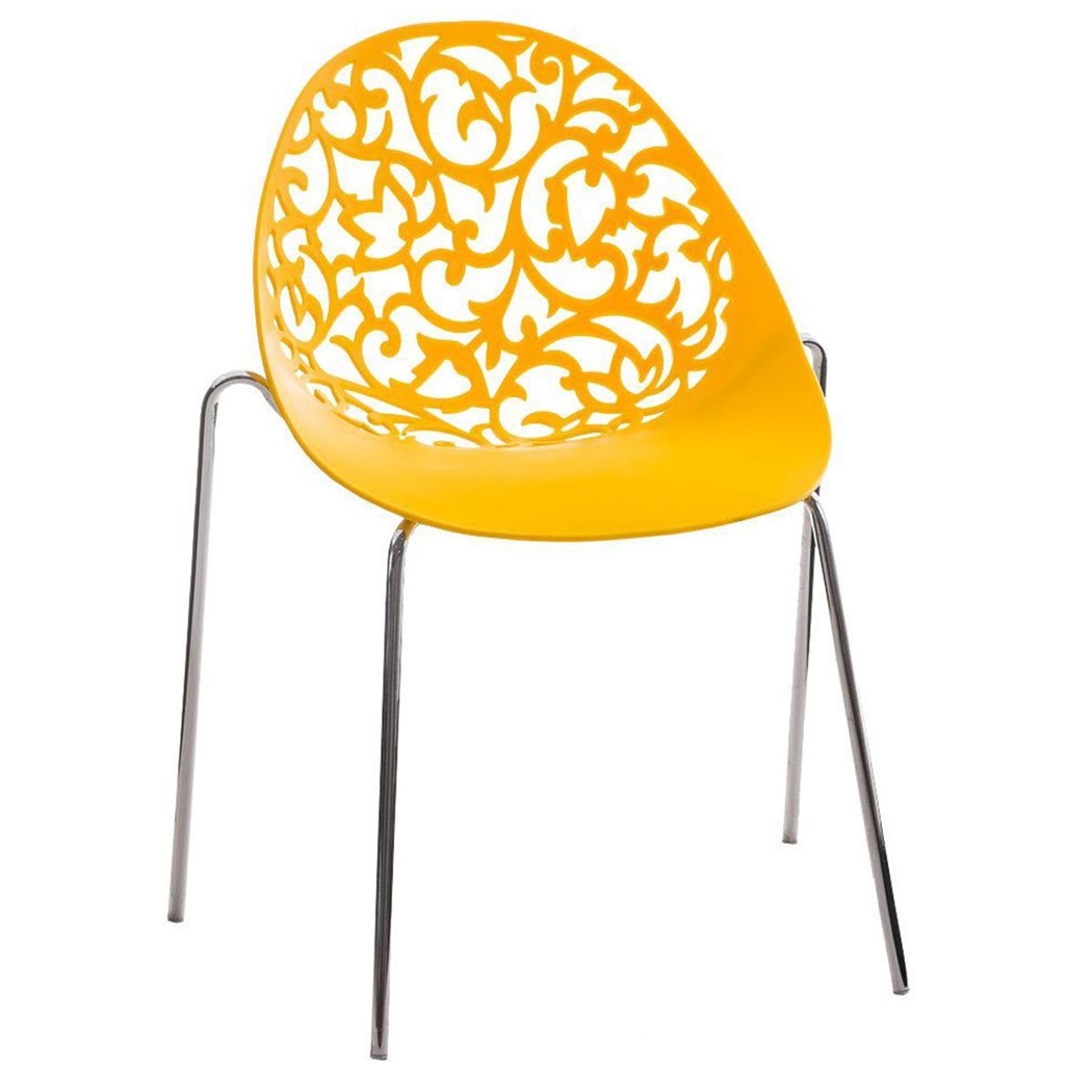 Silla de Confidente DENALI, Apilable, Estructura Metálica y Precioso Diseño en Color Amarillo
