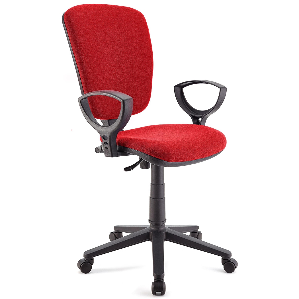 Silla de Oficina CALIPSO, Respaldo Ajustable, En Tela Resistente, Color Rojo