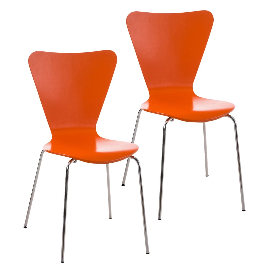Lote 2 Sillas de Confidente HERCULES, Estructura Metálica, Apilables, en Color Naranja