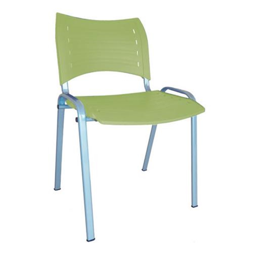 DEMO# Silla de Confidente ELVA, apilable y muy práctica, gran calidad, Color Verde y Patas Grises