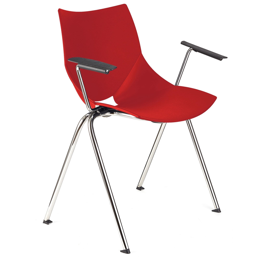 Silla de Confidente AMIR CON BRAZOS, Cómoda y Práctica, Apilable, Color Rojo