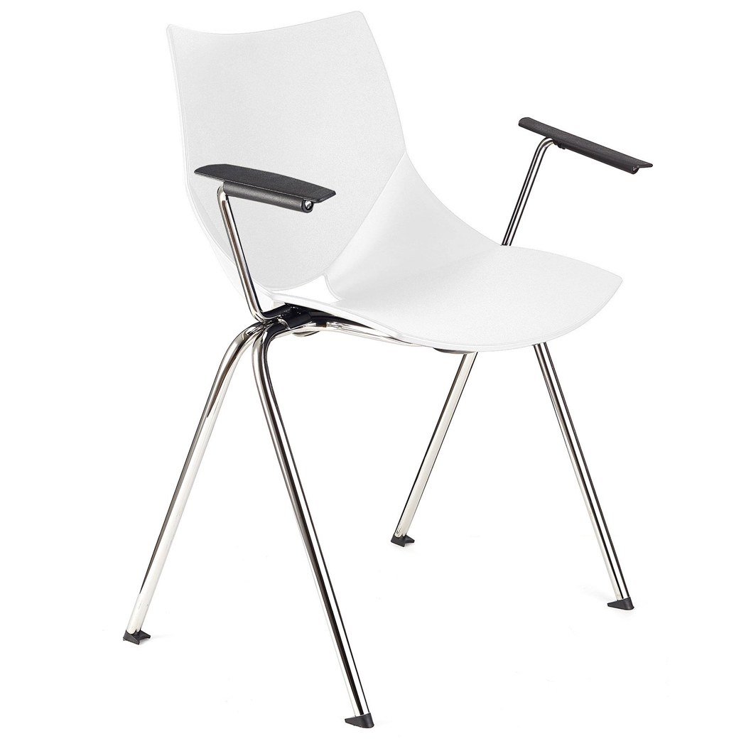 Silla de Confidente AMIR CON BRAZOS, Cómoda y Práctica, Apilable, Color Blanco