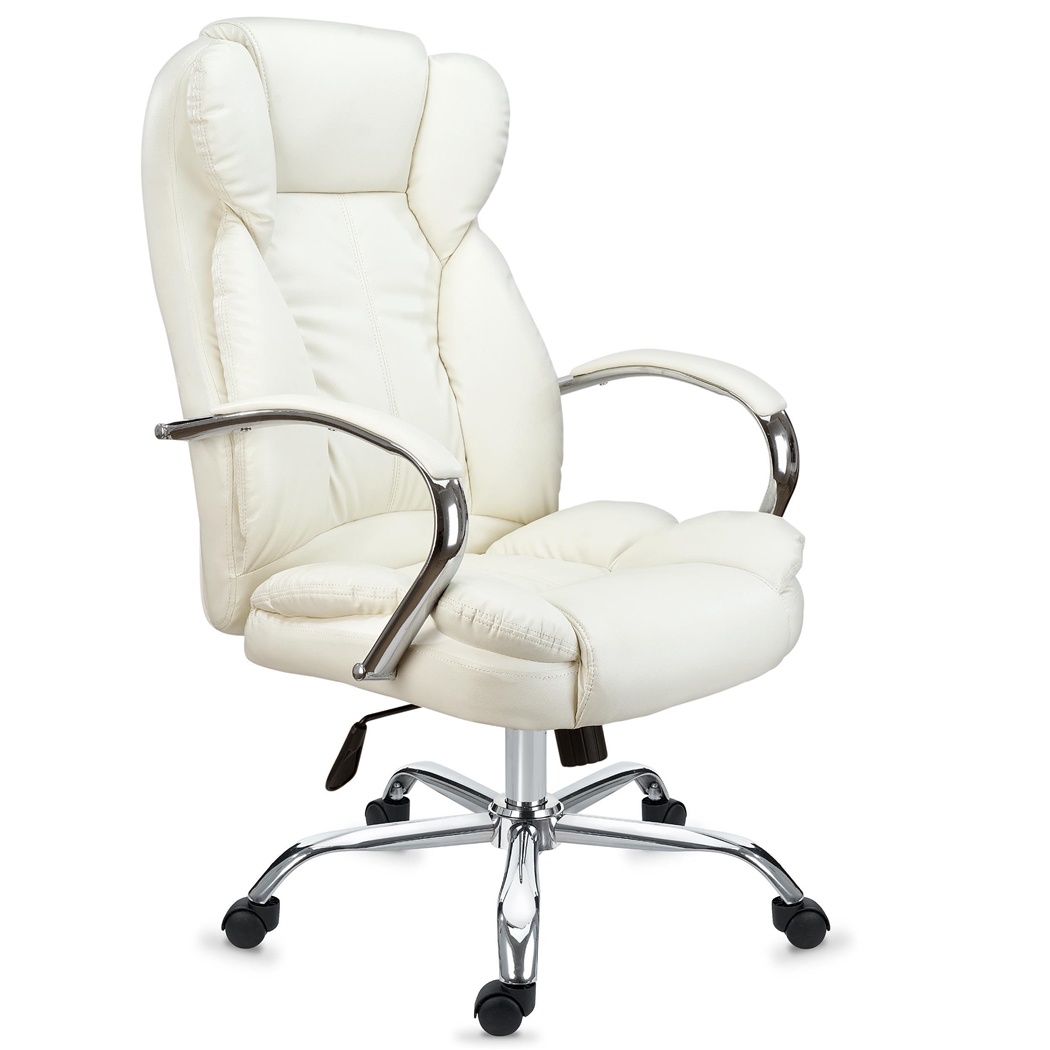 DEMO# Sillón de oficina KANSAS, resistente hasta 150kg!! Gran calidad, fabricado en acero y piel, en Crema