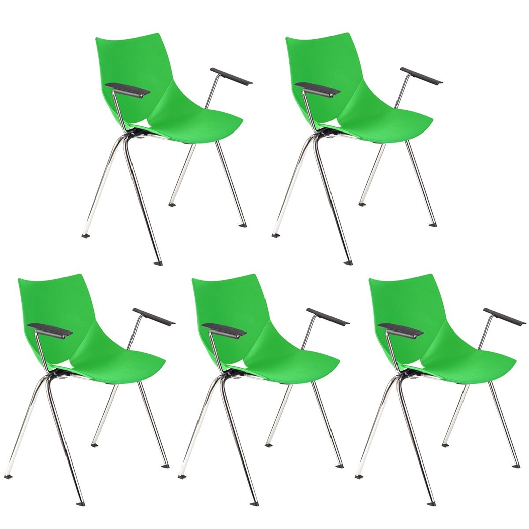 Lote de 5 sillas de Confidente AMIR CON BRAZOS, Cómoda y Práctica, Apilable, Color Verde