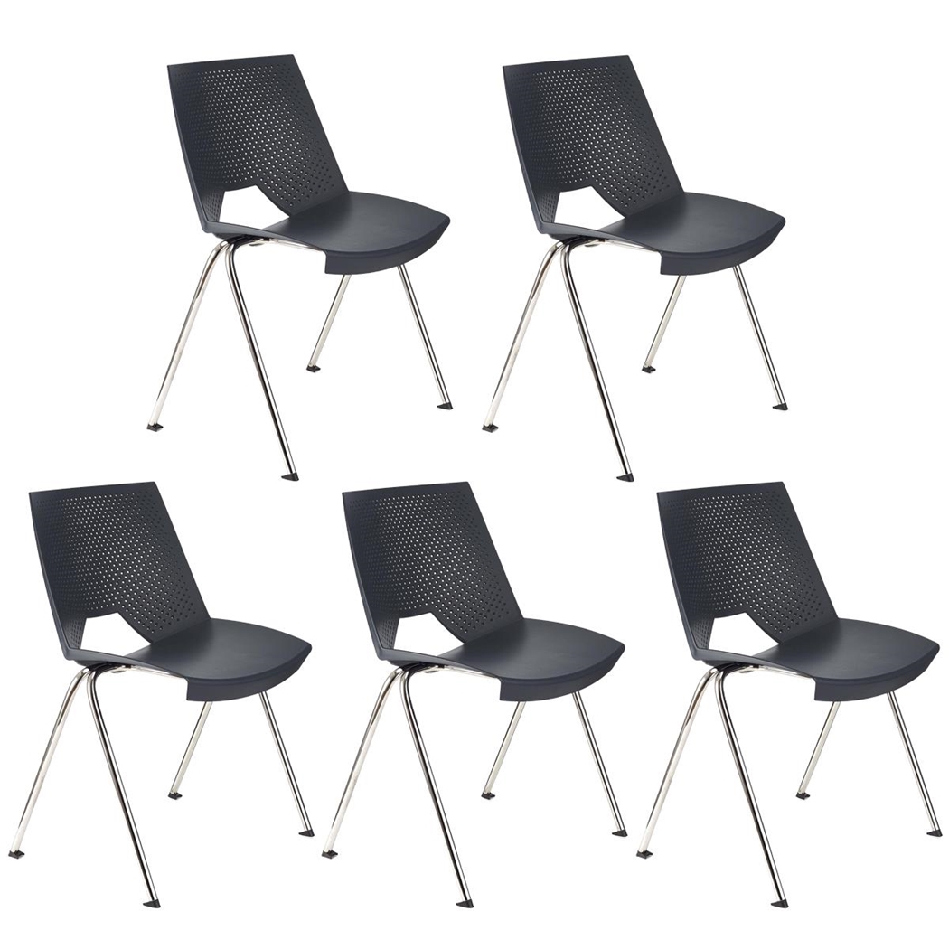 Lote de 5 sillas de Confidente ENZO, Cómodas y Prácticas, Apilables, Color Gris