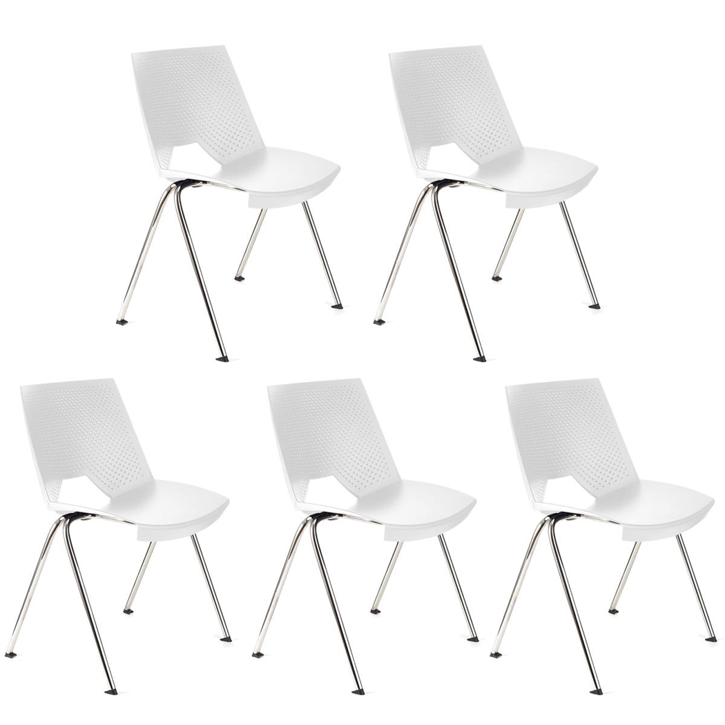 Lote de 5 sillas de Confidente ENZO, Cómodas y Prácticas, Apilables, Color Blanco