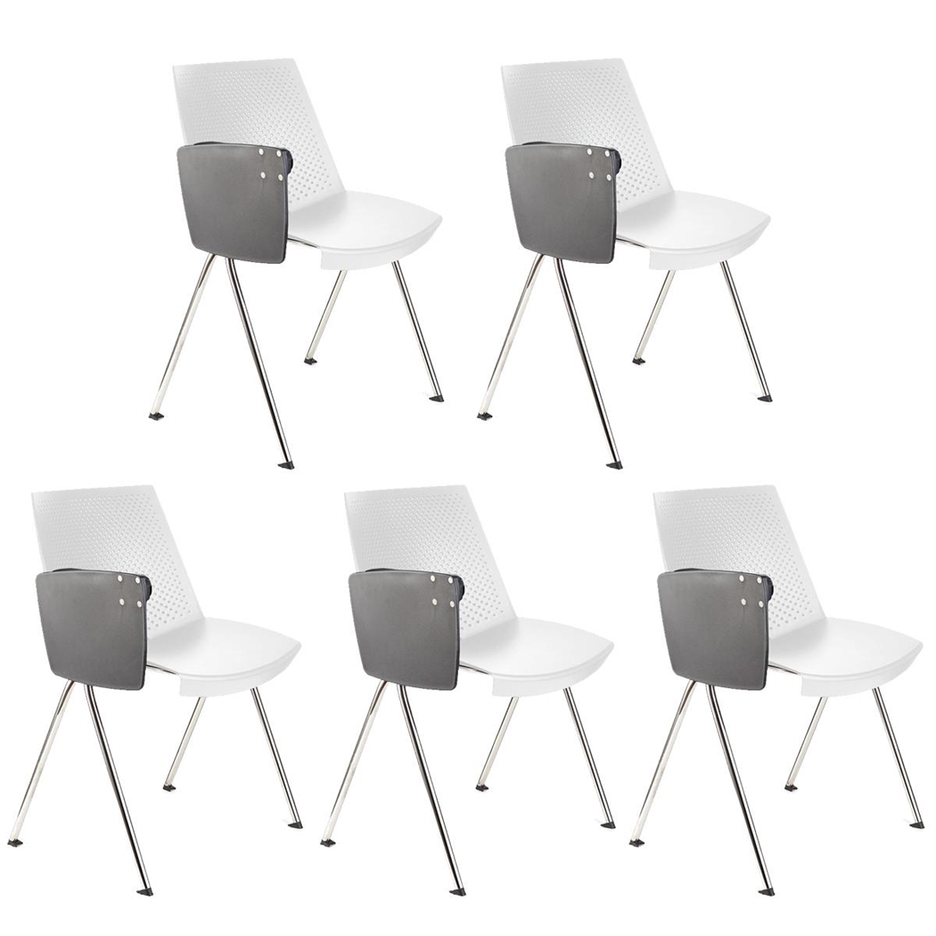 Lote de 5 sillas de Confidente ENZO CON PALA, Cómoda y Práctica, Apilable, Color Blanco