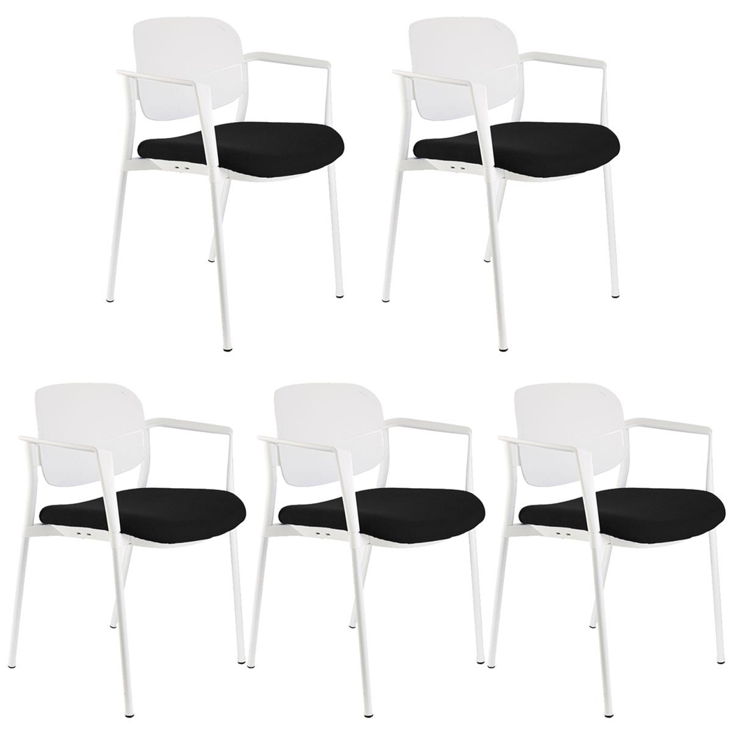 Lote de 5 sillas de Confidente ERIC, Cómodas y Prácticas, Apilables, Color Negro