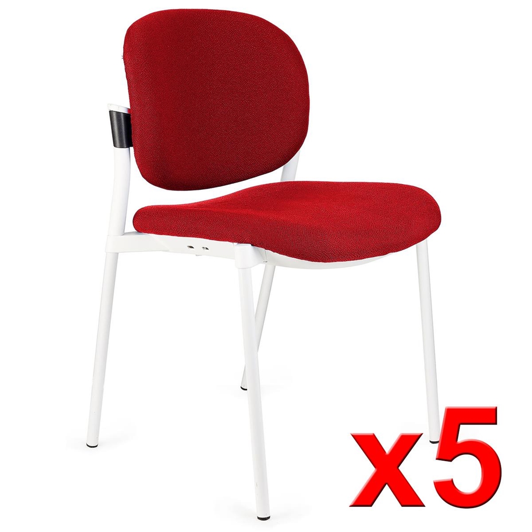 Lote de 5 sillas de Confidente ERIC RESPALDO ACOLCHADO, Cómodas y Prácticas, Apilables, Color Rojo