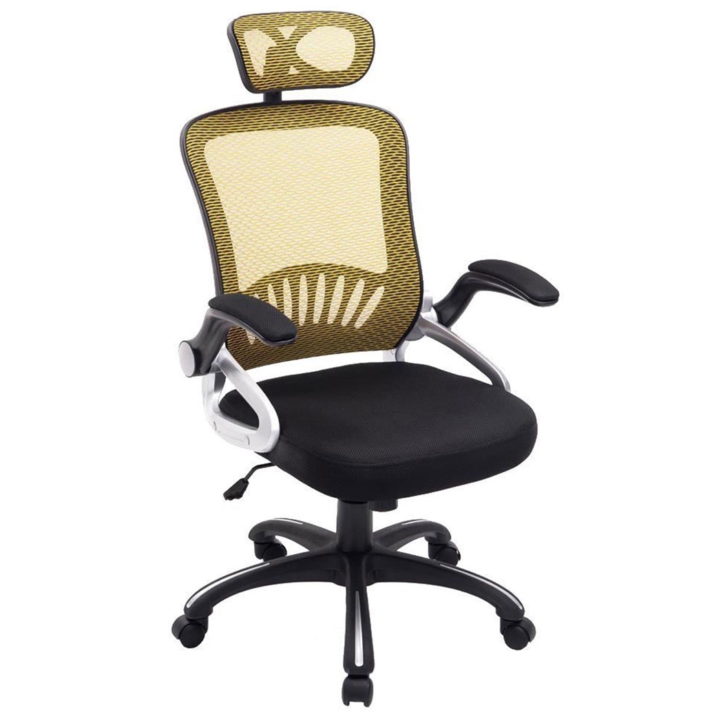 Silla Ergonómica SAMANA, Soporte Lumbar, Cabecero Regulable en Malla Transpirable color Amarillo/Negro