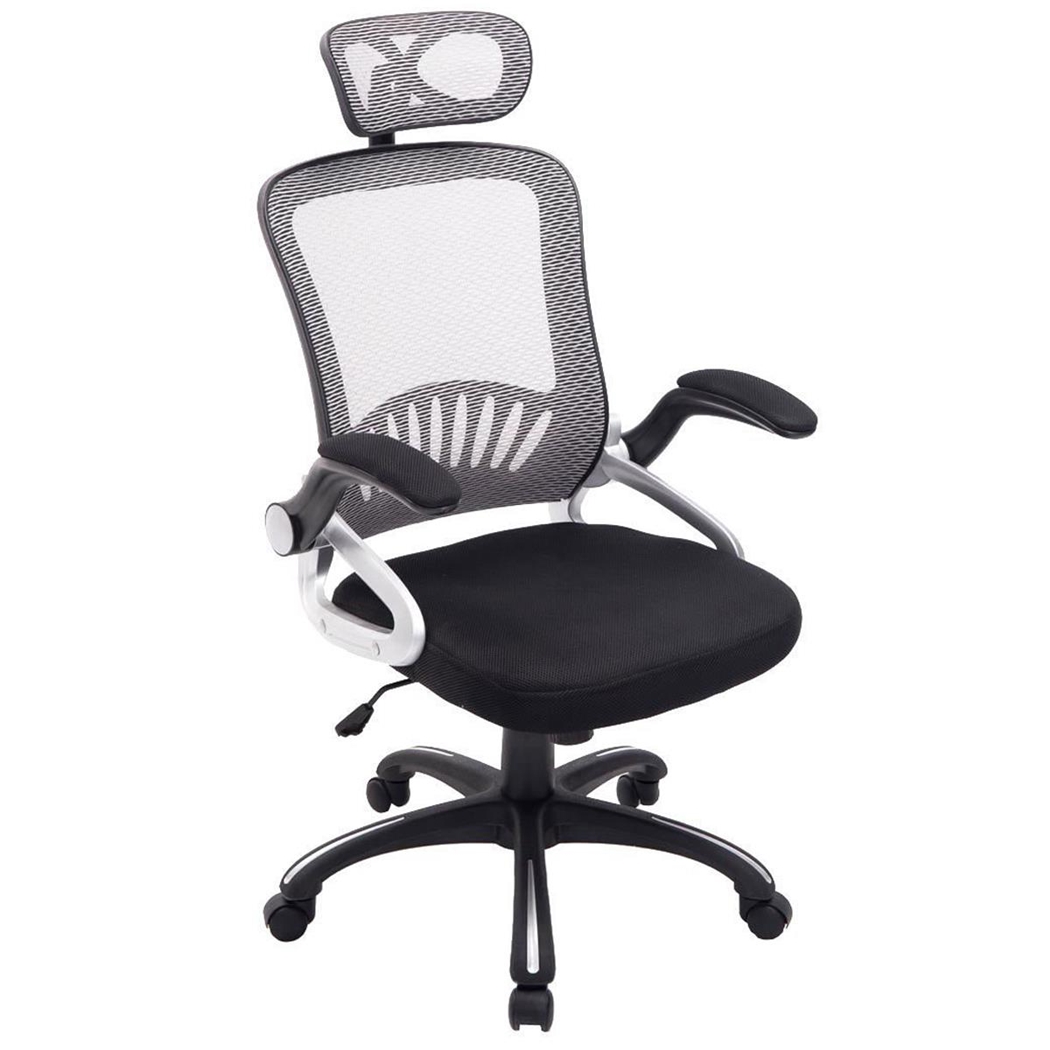 Silla Ergonómica SAMANA, Soporte Lumbar, Cabecero Regulable en Malla Transpirable color Gris/Negro