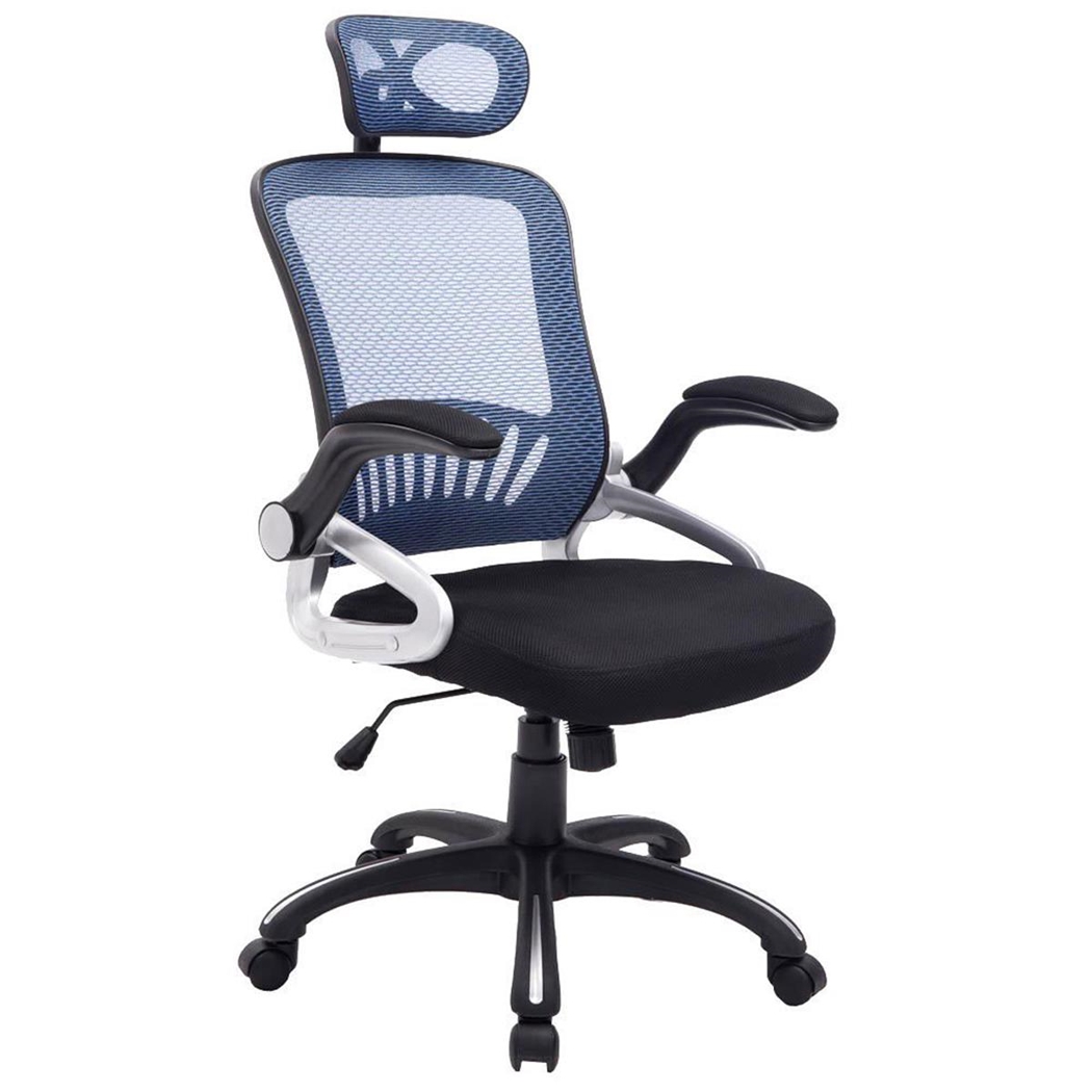 Silla Ergonómica SAMANA, Soporte Lumbar, Cabecero Regulable en Malla Transpirable color Azul/Negro