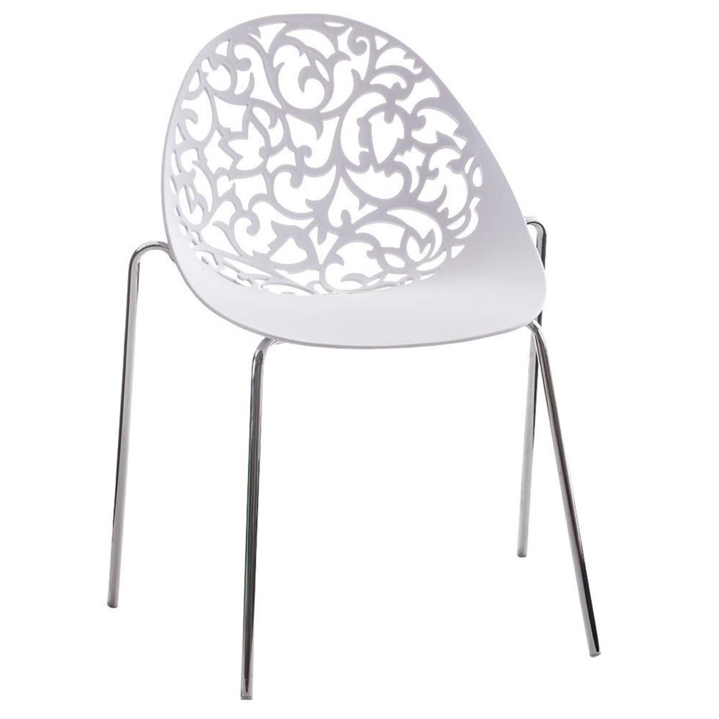 Silla de Confidente DENALI, Apilable, Estructura Metálica y Precioso Diseño en Color Blanco