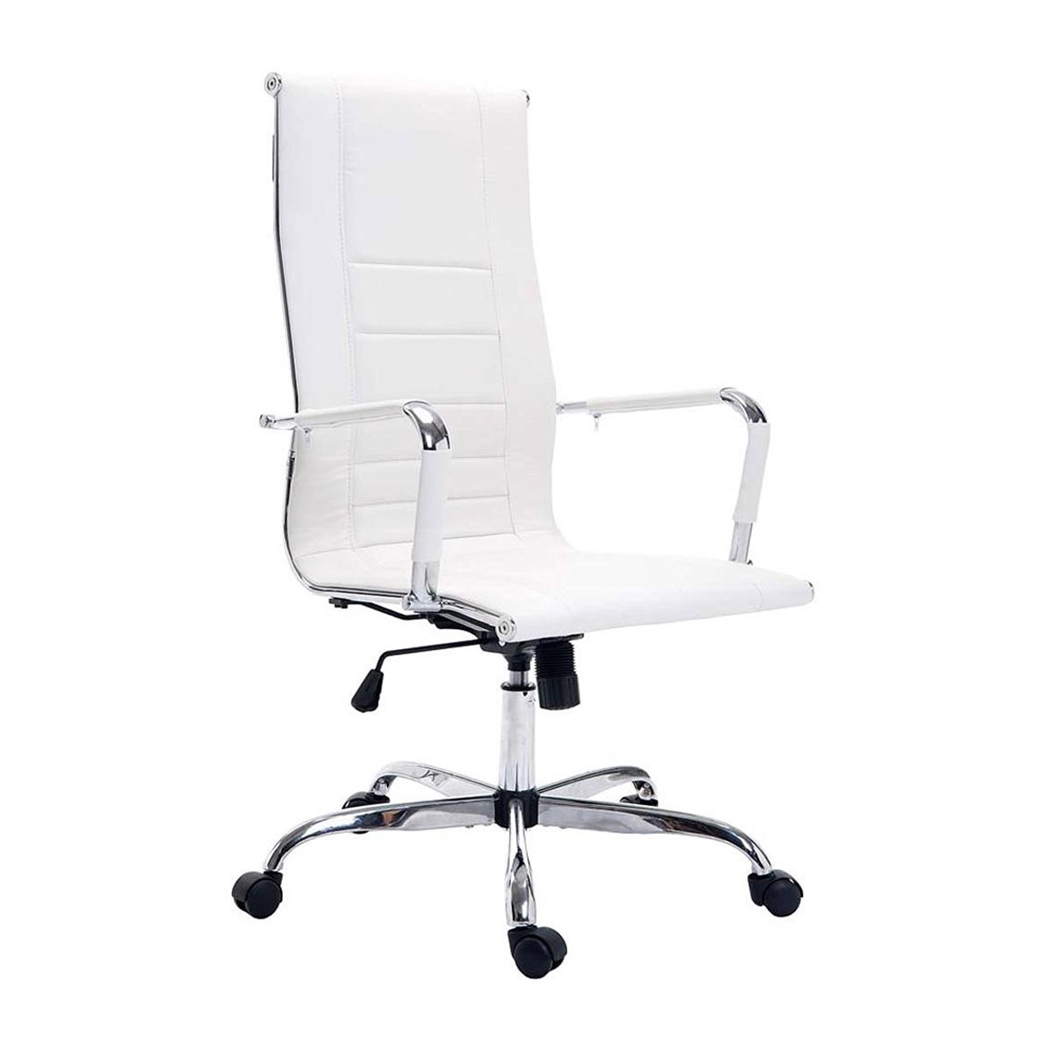 Silla de Oficina KOLA, Precioso Diseño, Estructura Metálica, Tapizada en Piel color Blanco