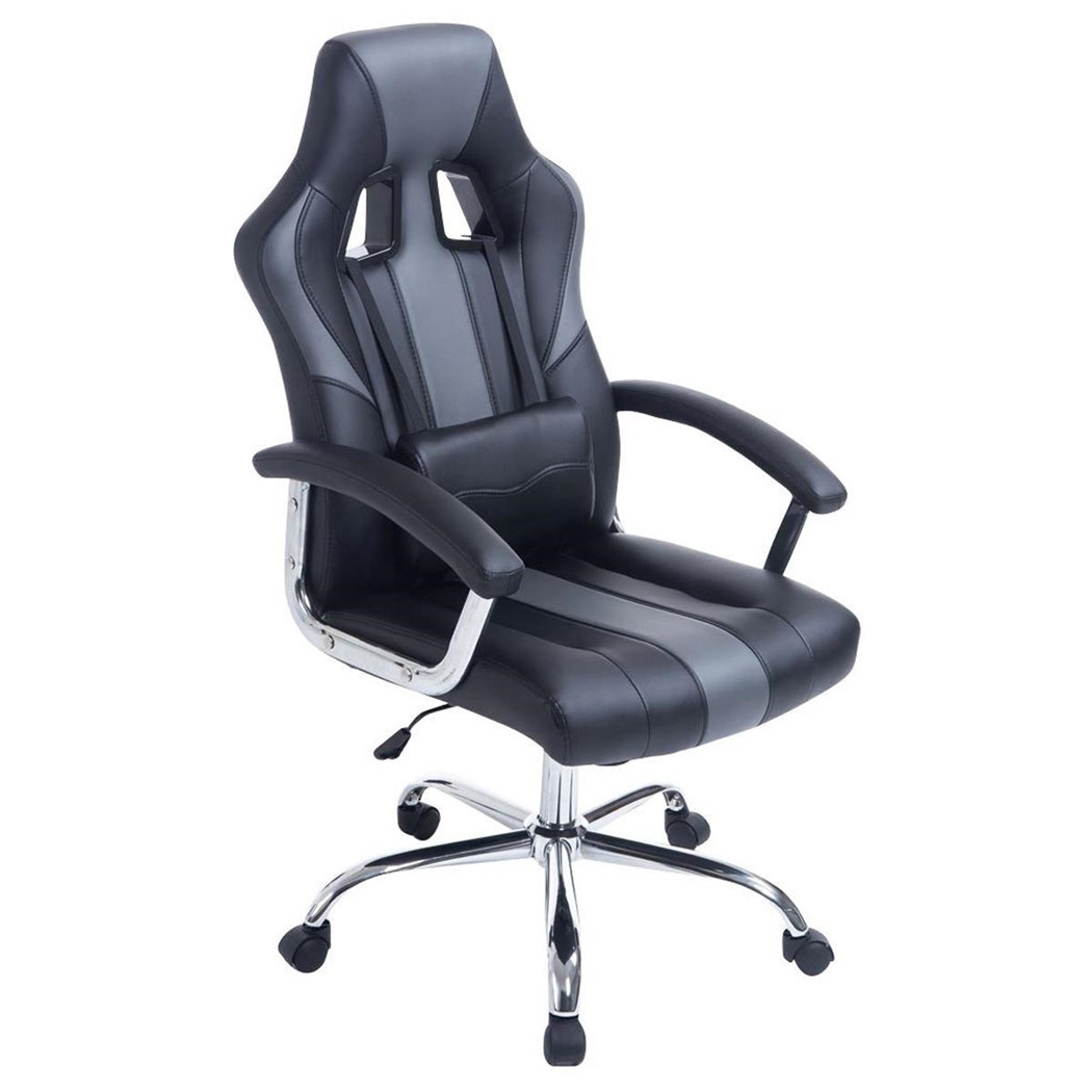 Sillón Gaming INDOS, Diseño Deportivo, Gran Confort, Base Metálica, En Piel Negro y Gris