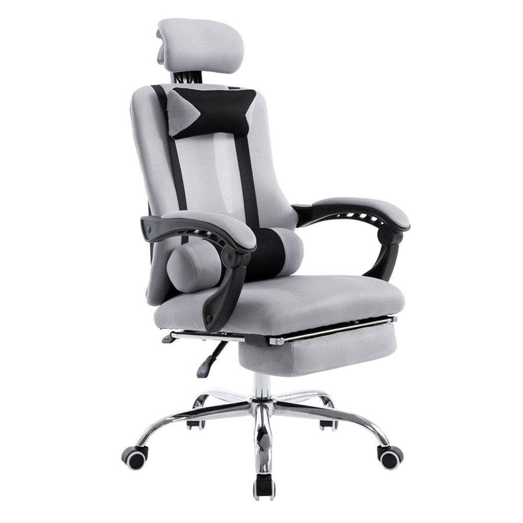 Silla de Oficina / Gaming ANTARES, Reclinable, Reposapiés Extensible, en Malla Transpirable color Gris