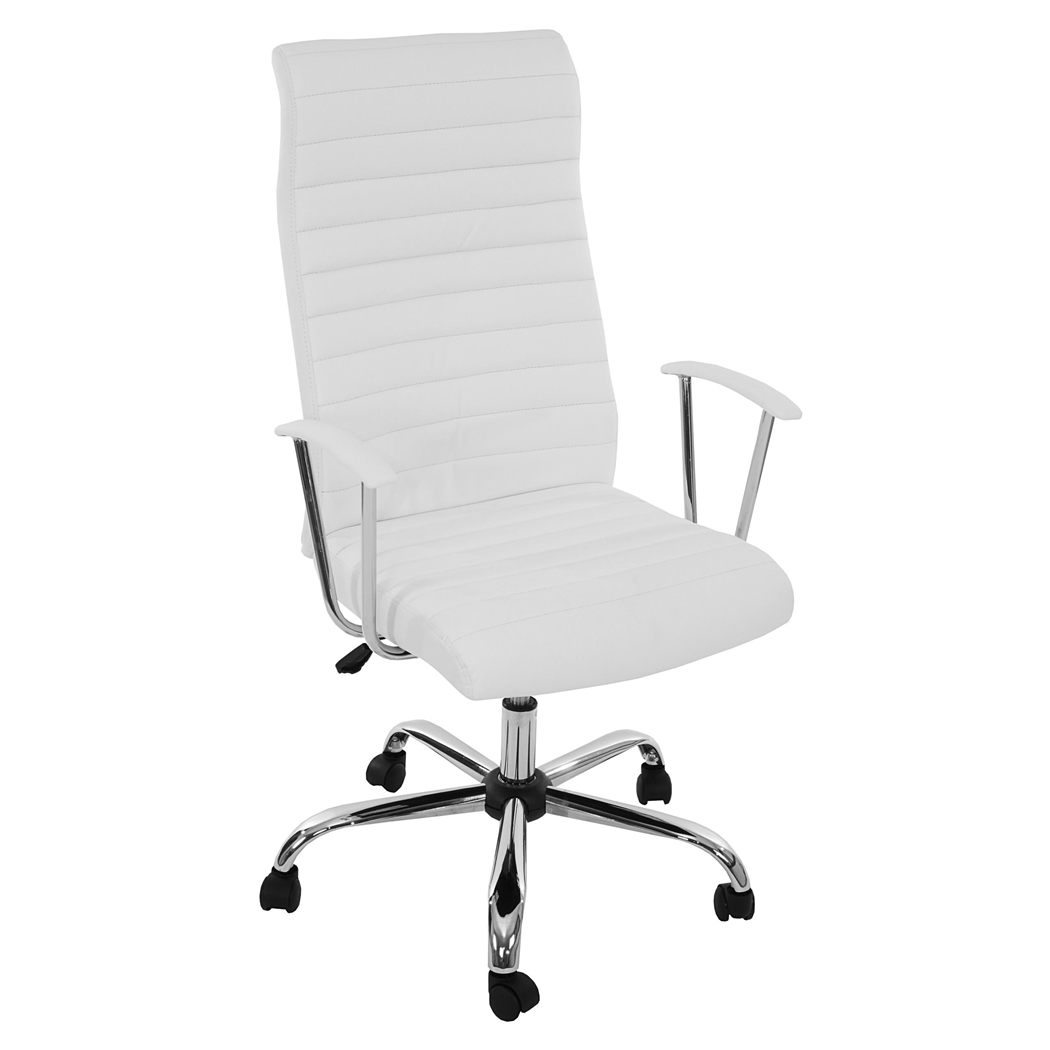 DEMO# Sillon de Diseño ARUCAS, Gran acolchado, estructura metálica, en piel color blanco