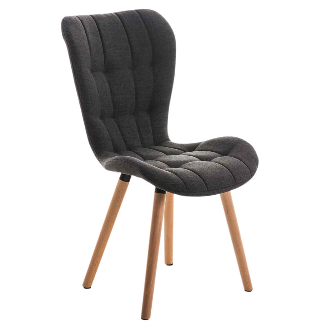 Silla de Confidente ELGAR, Gran Acolchado, Estructura y Patas de Madera en Tela color Gris Oscuro