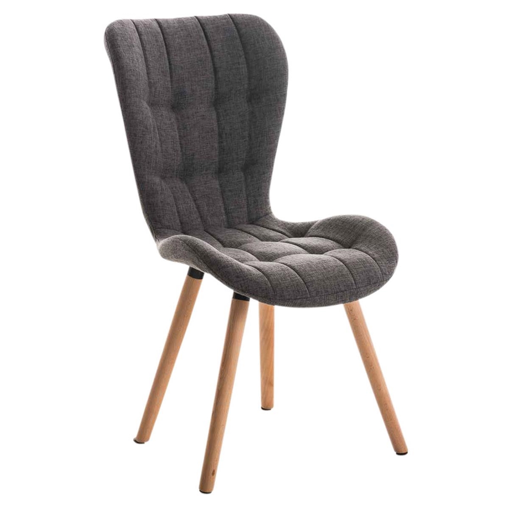 Silla de Confidente ELGAR, Gran Acolchado, Estructura y Patas de Madera en Tela color Gris Claro