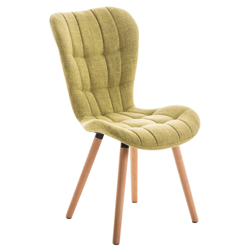 Silla de Confidente ELGAR, Gran Acolchado, Estructura y Patas de Madera en Tela color Verde