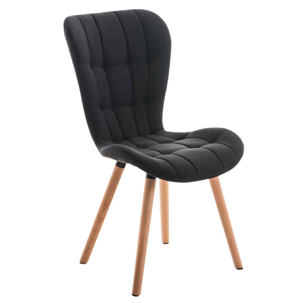 Silla de Confidente ELGAR, Gran Acolchado, Estructura y Patas de Madera en Tela color Negro