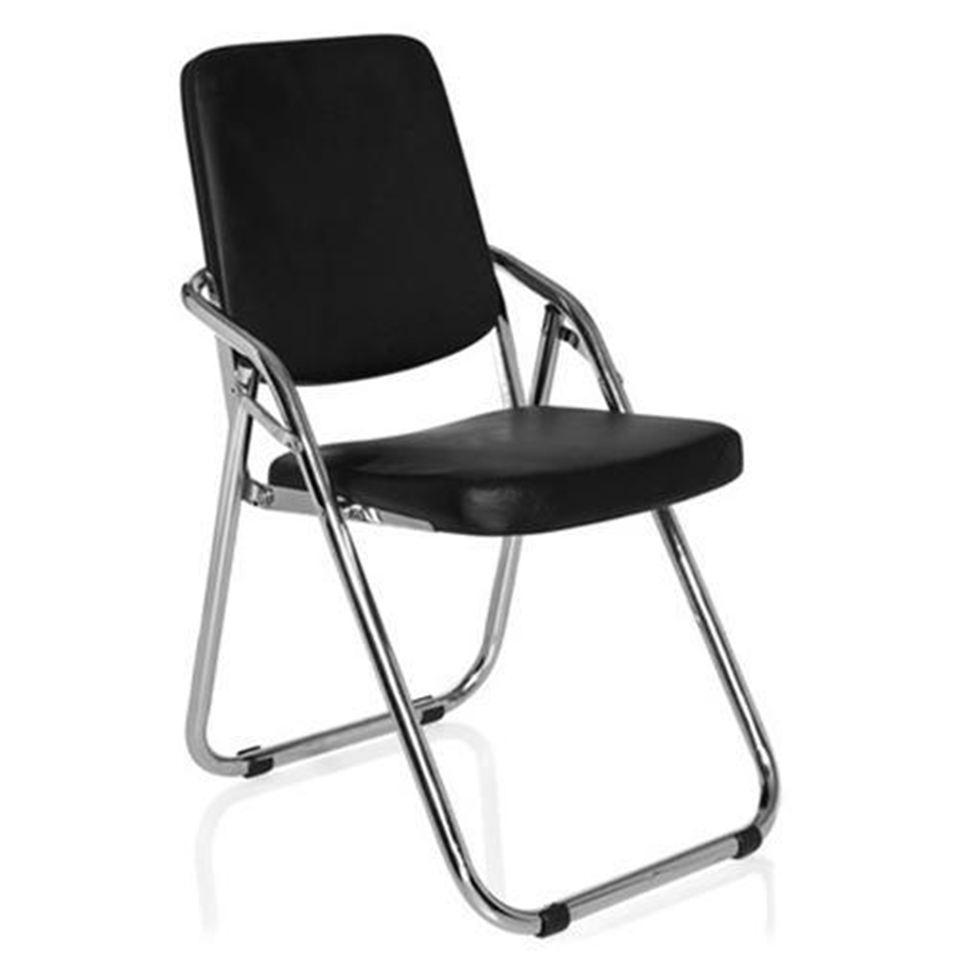 DEMO# Silla de Confidente Plegable ESTO, Elegante Diseño, estructura en Acero, en Negro