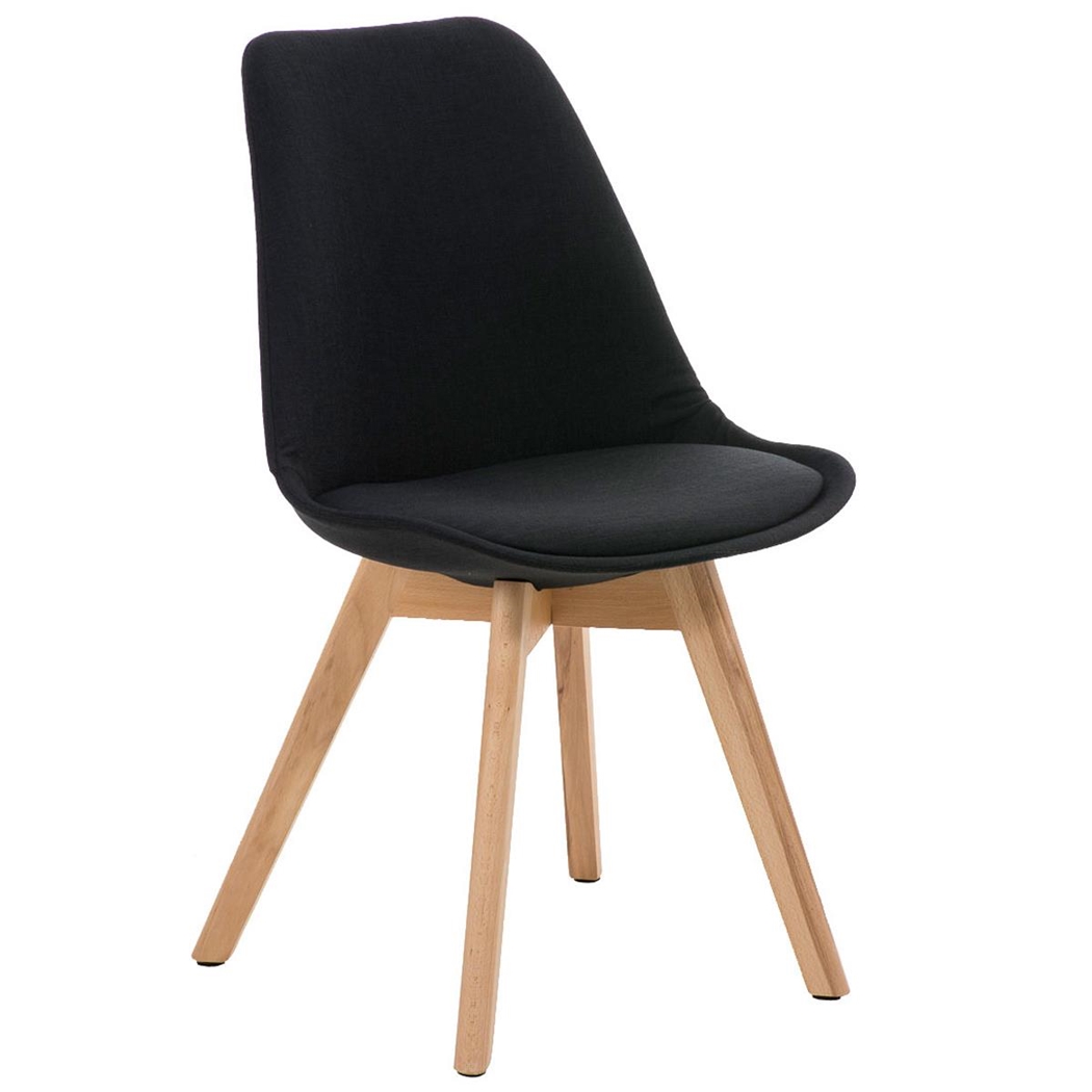 Silla de Diseño / Confidente BOSFORO, Patas de Madera Claras, Tapizada en Tela color Negro