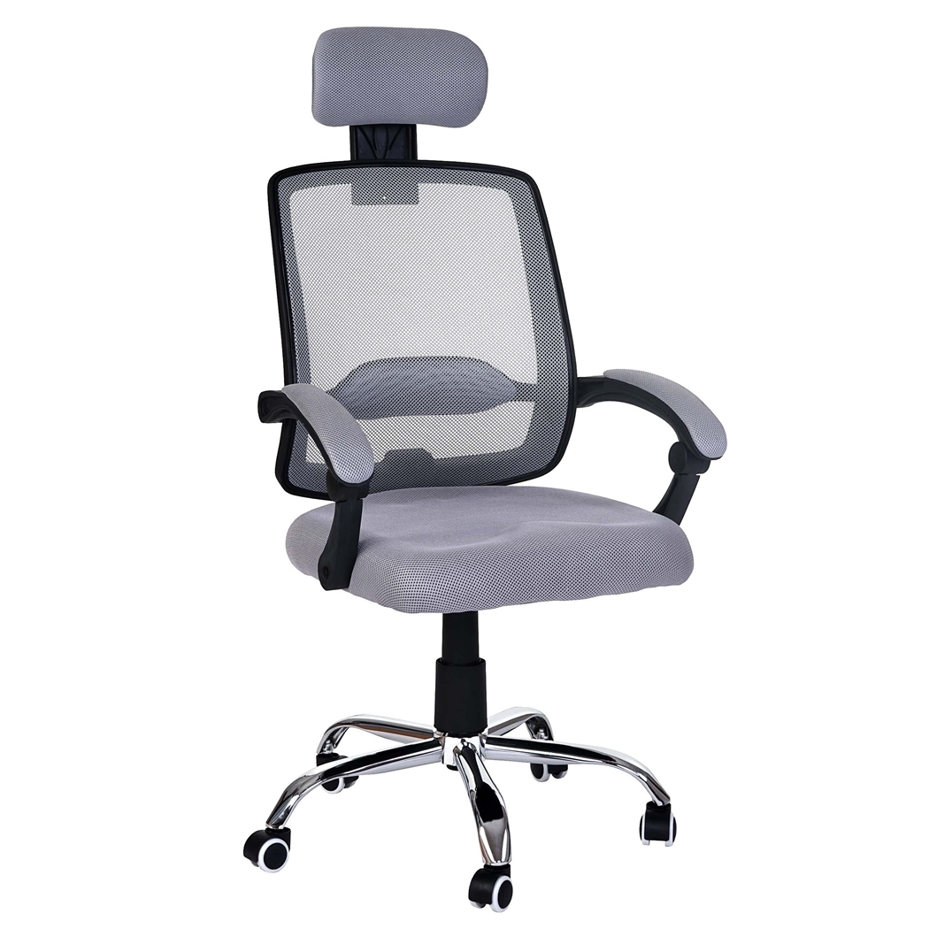 Silla Ergonómica DUNA, Soporte Lumbar, Base en Metal, Transpirable, en Gris