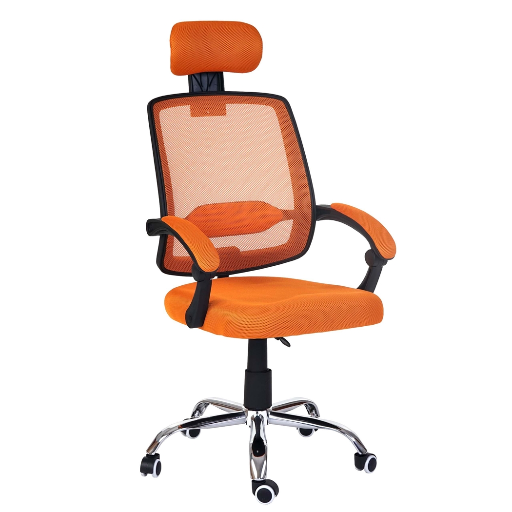 Silla Ergonómica DUNA, Soporte Lumbar, Base en Metal, Transpirable, en Naranja