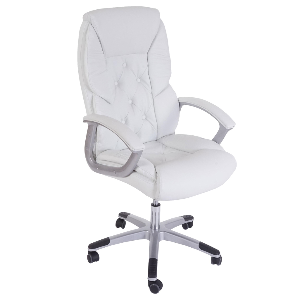 DEMO# Sillón de Oficina DIONE, Elegante Diseño, Gran Acolchado, Resistente Hasta 150kg, en Piel Blanco