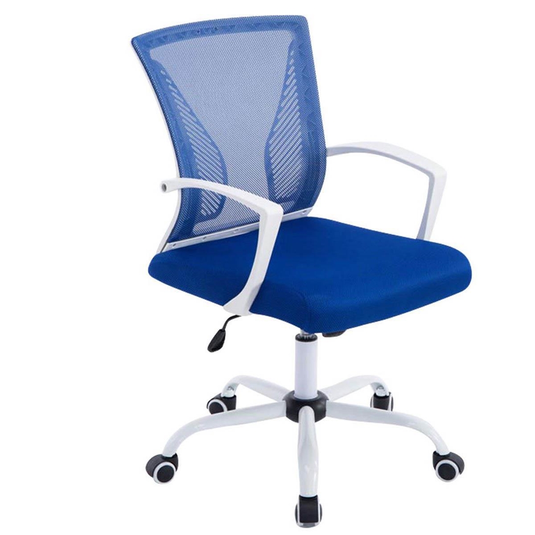 Silla de Oficina CUBA WHITE, Estructura Metálica, en Malla Transpirable Color Azul