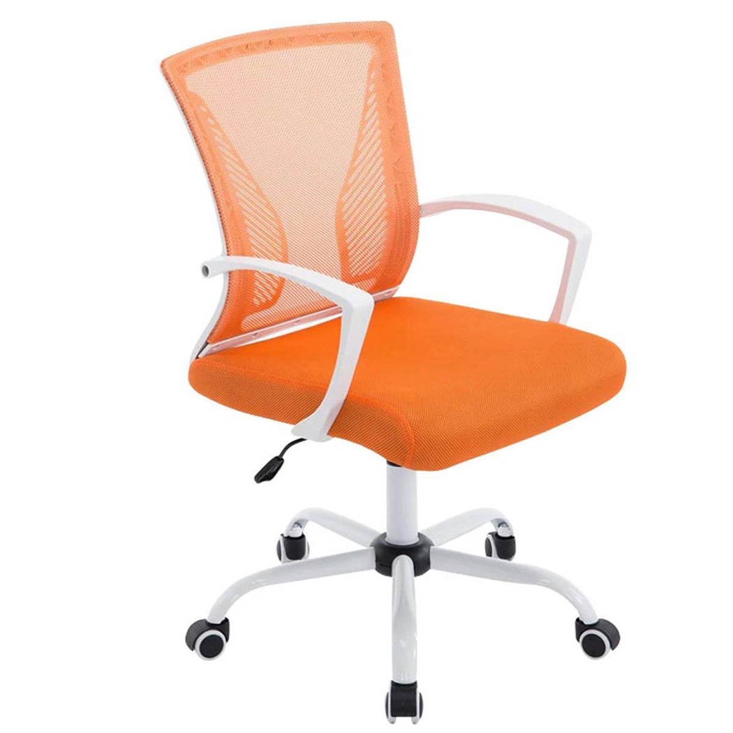 Silla de Oficina CUBA WHITE, Estructura Metálica, en Malla Transpirable Color Naranja