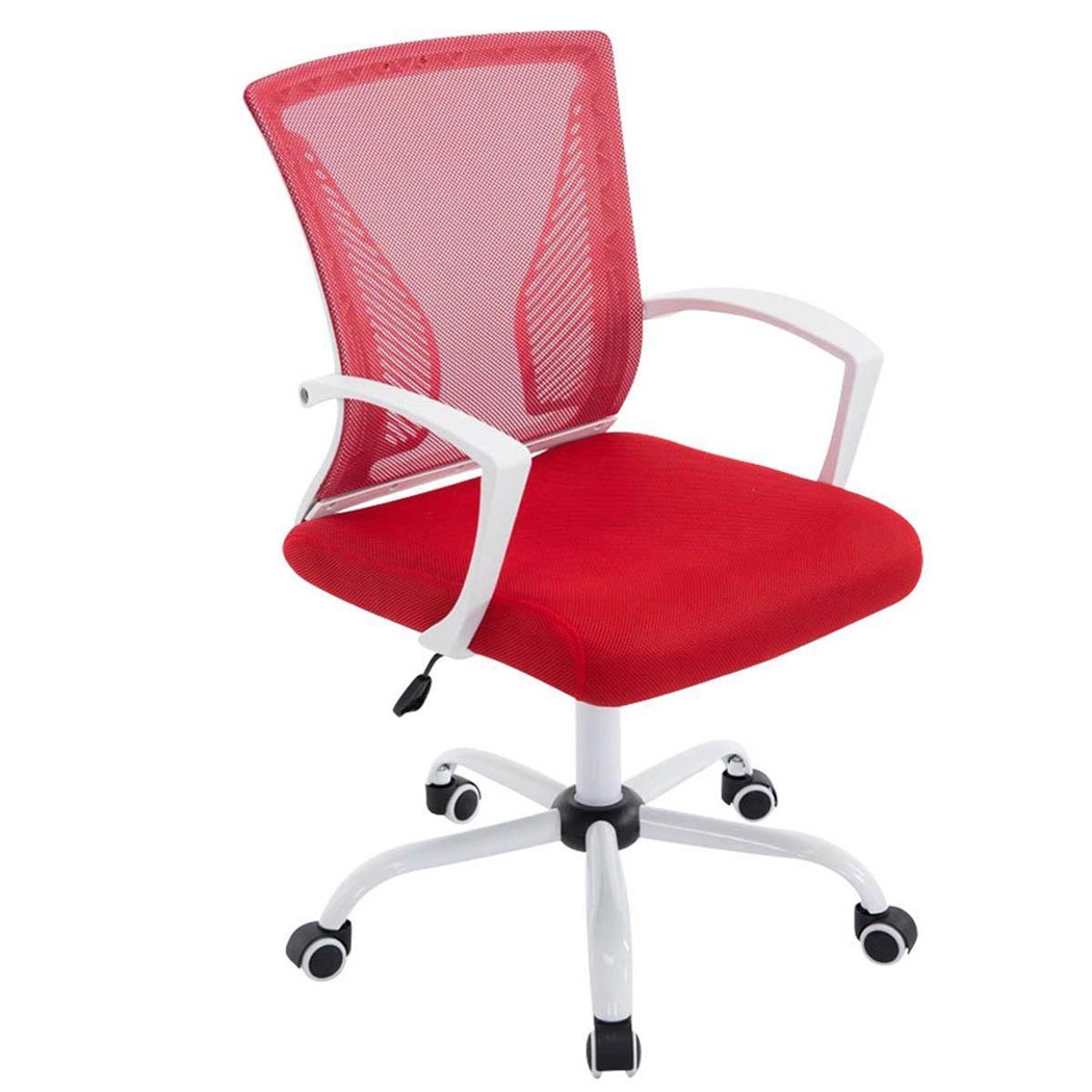 Silla de Oficina CUBA WHITE, Estructura Metálica, en Malla Transpirable Color Rojo