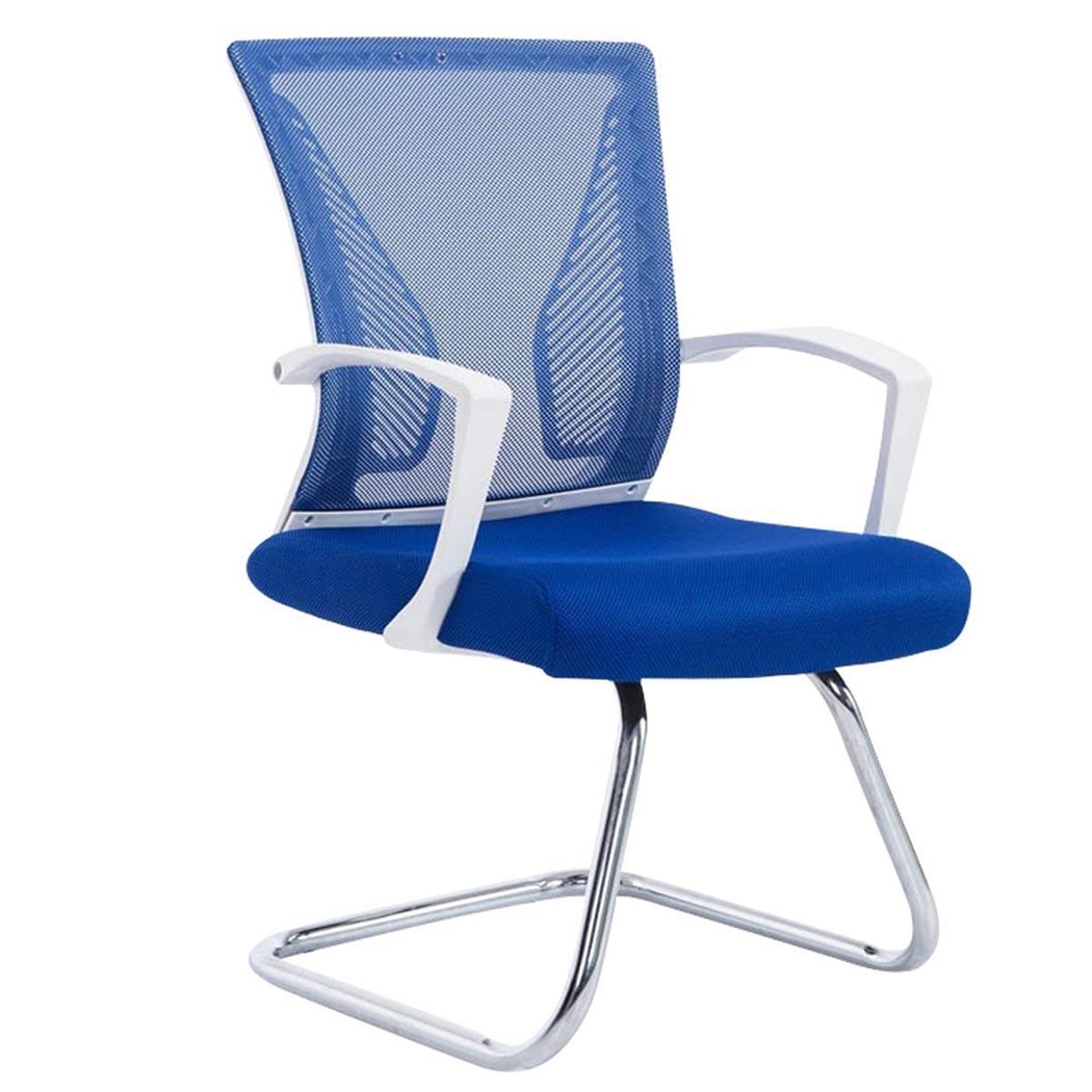 Silla de Confidente CUBA V, Estructura Metálica, en Malla Transpirable Color Azul