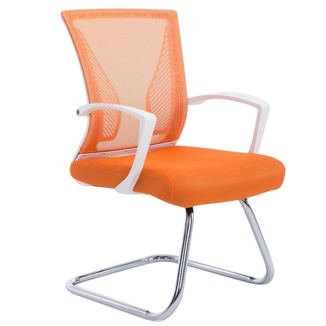 Silla de Confidente CUBA V, Estructura Metálica, en Malla Transpirable Color Naranja