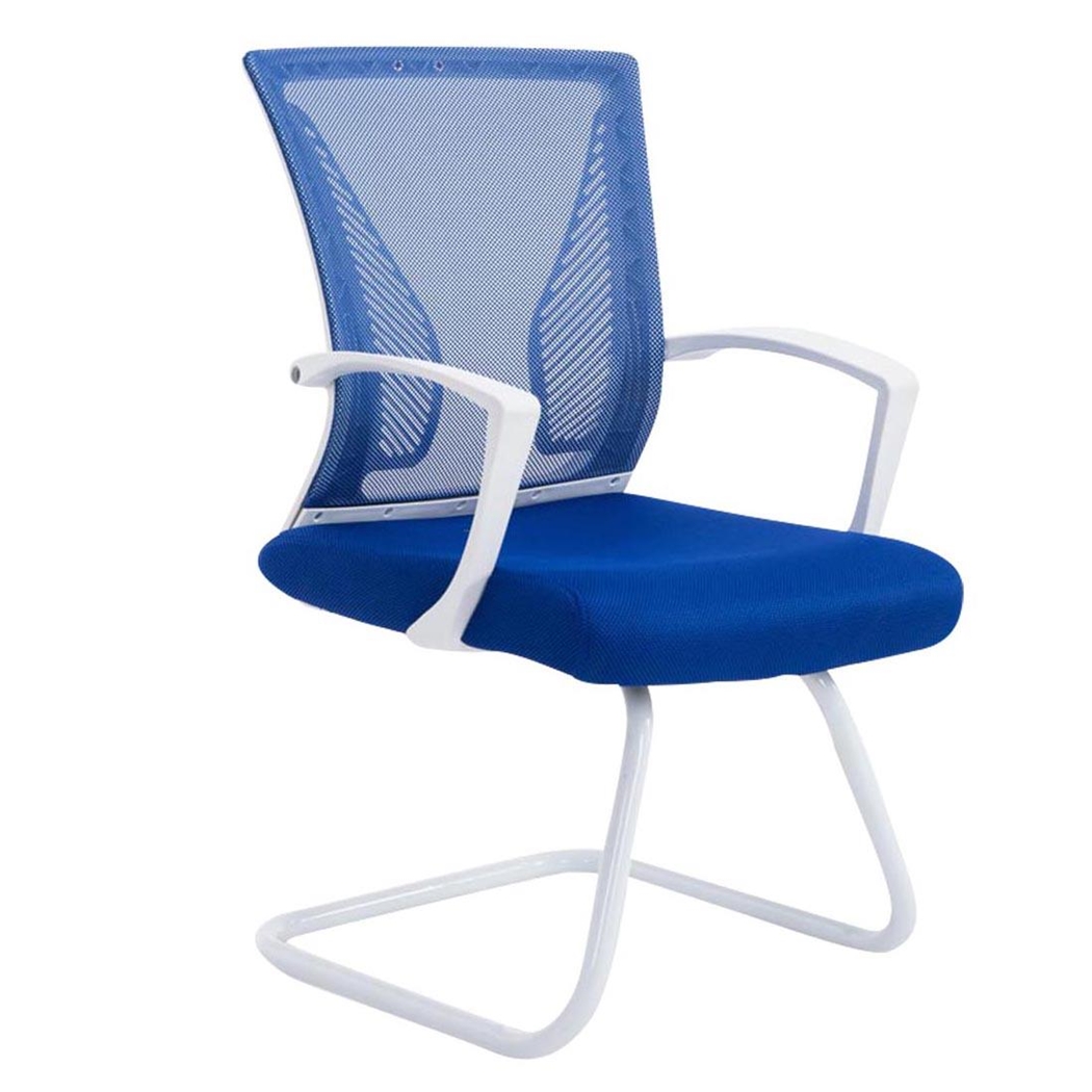 Silla de Confidente CUBA WHITE V, Estructura Metálica, en Malla Transpirable Color Azul